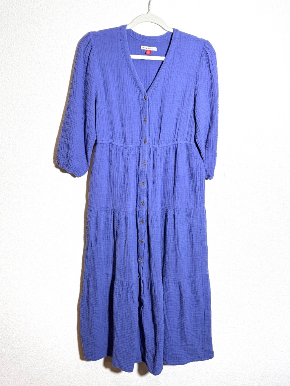 Marine Layer Willow Doublecloth Button Front Midi Dress Marlin Blue Size S